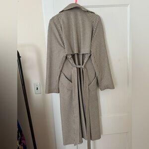 NWT Checked Trench Coat Size M